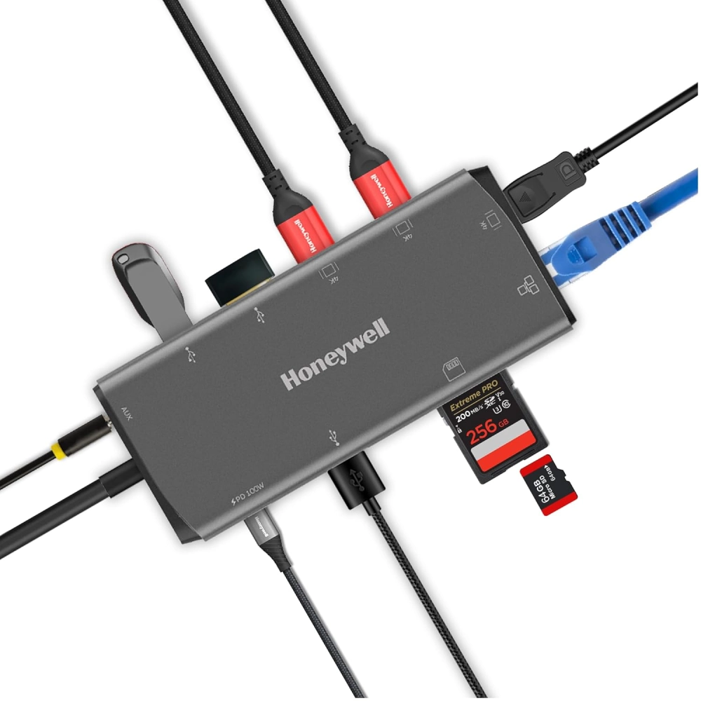 Honeywell Type C Docking Station 11 in 1 (USB | Type C | HDMI | Lan | DP | Aux | SD Card) (Open Box)